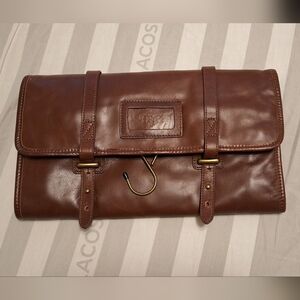 Vintage Brown Leather Men's Toiletry Travel Bag